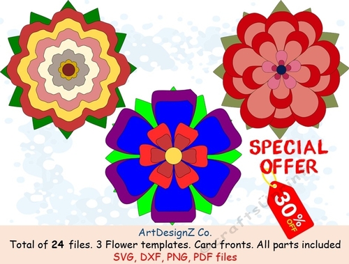 Paper and felt flower templates and silhouettes. Appropriate for card fronts. Parts, felt, rose, summer, teacup, roses, floral, decoupage, brthday