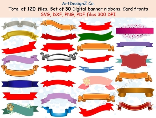 Set of digital banner ribbons. Appropriate for card fronts. Toppers, birthday, cake, flowers, roses, pretty, cake, bling, red, green, purple