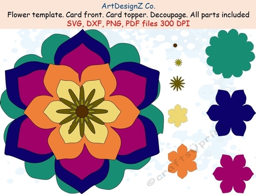 Paper and felt flower template and silhouettes. Appropriate for card fronts. Parts, felt, friendship, love, pink, floral, birthday, teacup, roses, floral, decoupage, flower