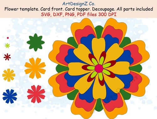 Paper and felt flower template and silhouettes. Appropriate for card fronts