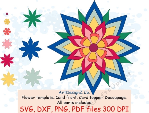 Paper and felt flower template and silhouettes. Appropriate for card fronts. Friendship, pyramage, vintage, retro, old, floral, flower, hat box, easter