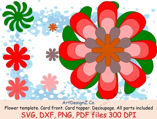 Set of svg, flower, templates, 3d, petal, cut. Paper and felt flower template and silhouettes. Appropriate for card fronts. Birthday, Christmas, Mothers day, shoes, cocktail, bow, flower, lipstick, lippy, decoupage, red, pink
