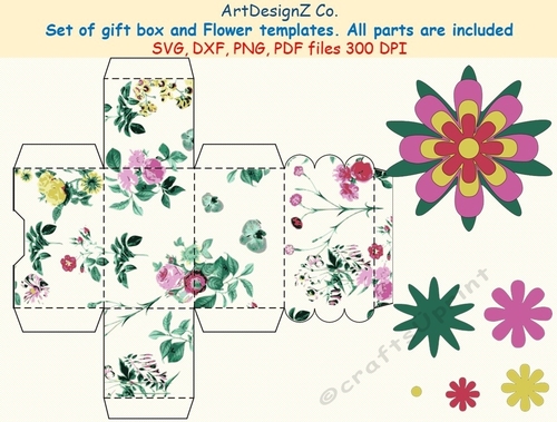 Set of gift box and flower templates. Vector and raster files. Birthday, father day, wedding, mother day, Halloween, Easter, Christmas