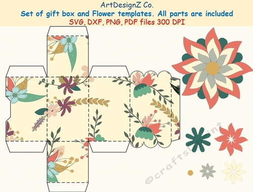Set of gift box and flower templates. Vector and raster files. Birthday, father day, wedding, mother day, Halloween, Easter, Christmas
