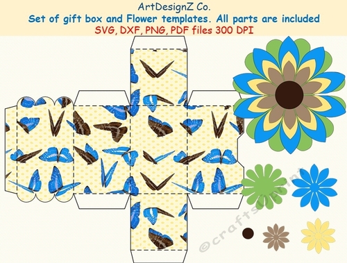 Set of gift box and flower templates. Vector and raster files. Birthday, father day, wedding, mother day, Halloween, Easter, Christmas