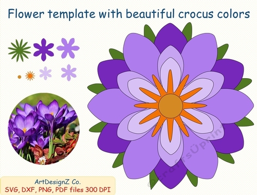 Beautiful flower template with crocus colors