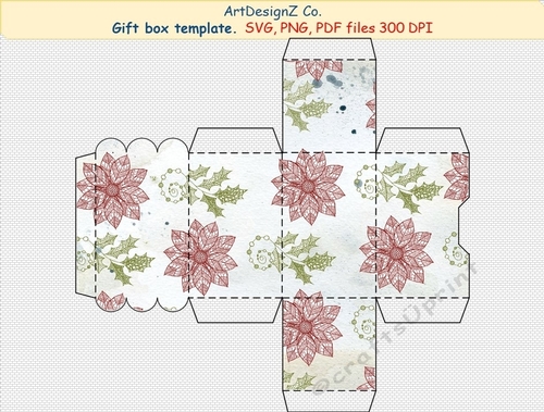 Gift box template. Vector SVG and raster files. Basket, lid, birthday, back to school, wedding, mother day, Halloween, Easter, Christmas