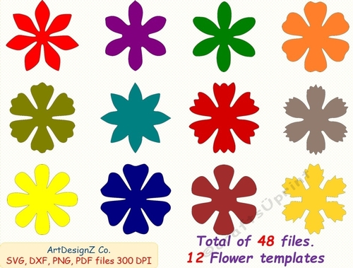 A total of 48 files. 12 Flower silhouettes. Parts, felt, cut, felting, model making