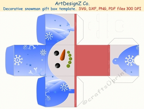 Beautiful snowman decorative gift box template. 