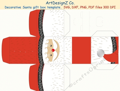 Beautiful Santa decorative gift box template. 