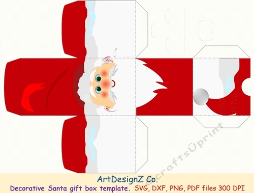Beautiful Santa decorative gift box template. 