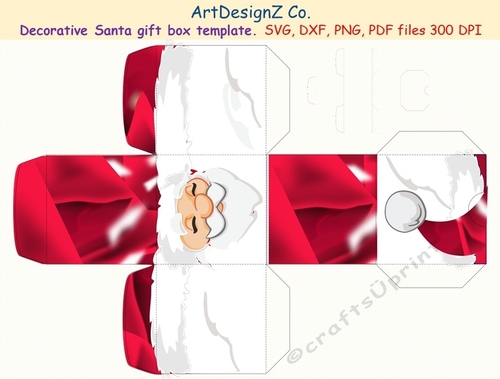 Beautiful Santa decorative gift box template. 