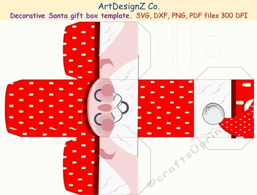 Beautiful Santa decorative gift box template. 