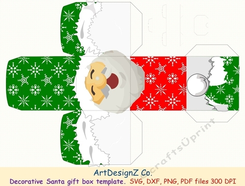 Beautiful Santa decorative gift box template. 
