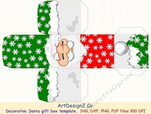 Beautiful Santa decorative gift box template. 