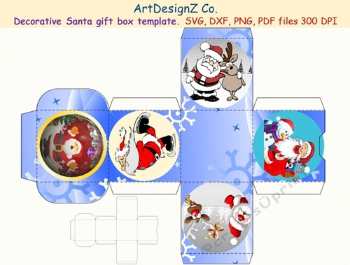 Beautiful Santa decorative gift box template. 