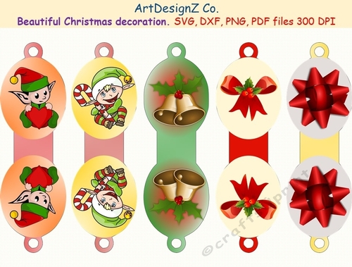 Beautiful Christmas decoration templates. , elf, bell, tree, star