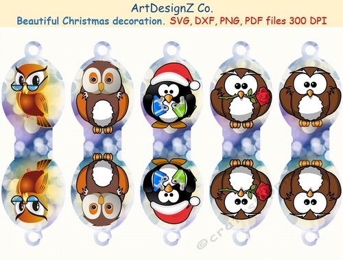 Beautiful Christmas decoration templates with owl. , elf, bell, tree, star