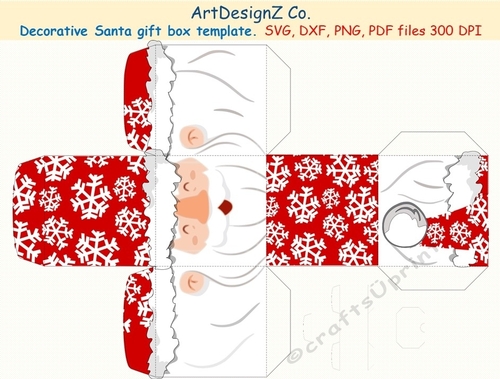 Beautiful Santa decorative gift box template. 
