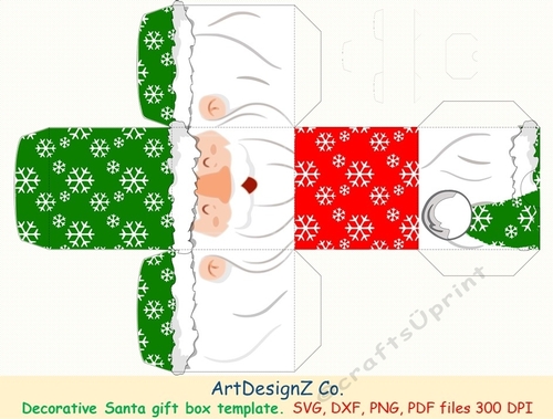 Beautiful Santa decorative gift box template. 