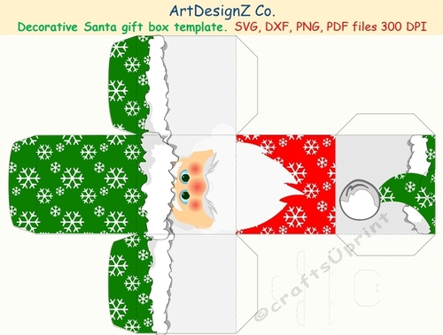 Beautiful Santa decorative gift box template. 