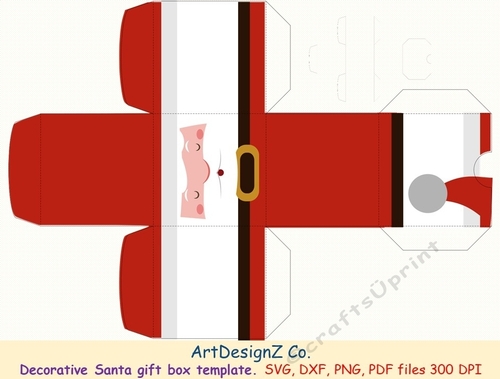 Beautiful Santa decorative gift box template. 