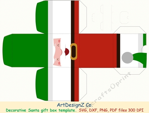 Beautiful Santa decorative gift box template. 