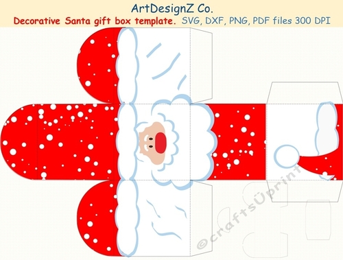 Beautiful Santa decorative gift box template. 