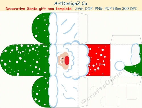 Beautiful Santa decorative gift box template. 