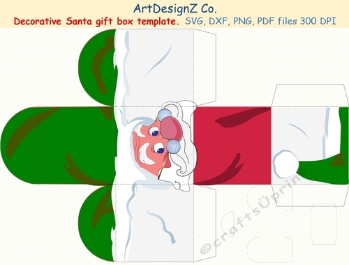 Beautiful Santa decorative gift box template. 