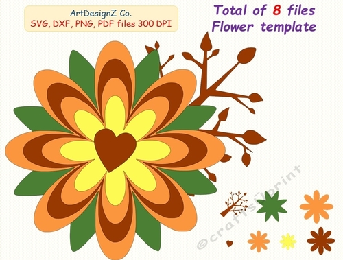 A total of 8 files. Flower Template. Parts, felt, cut, felting, model, making, design, template