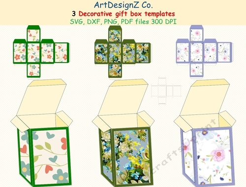 Total of 22 files. Beautiful gift box templates.  SVG, basket, 3D Box, Bundle, flower, abstract, Box treat