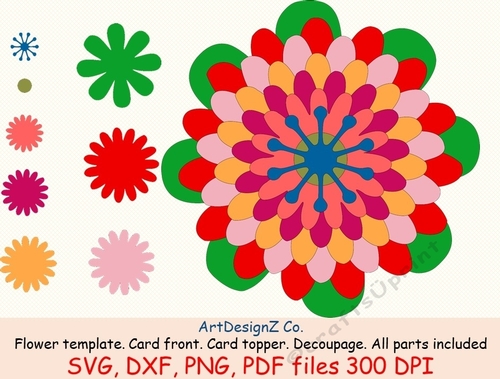 Set of svg, flower, templates, 3d, petal, cut. Paper and felt flower template and silhouettes. Appropriate for card fronts. Birthday, Christmas, Mothers day, shoes, cocktail, bow, flower, lipstick, lippy, decoupage, red, pink