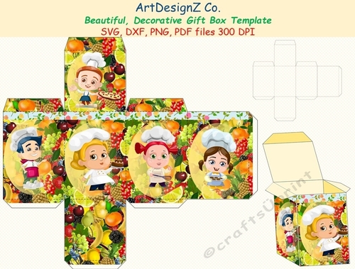 Beautiful decorative gift box template. Vector and raster files. Basket, day, birthday, back to school, wedding, mother day, Halloween, Easter, Christmas, Valentine