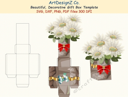 Beautiful decorative gift box template. Vector and raster files. Basket ...