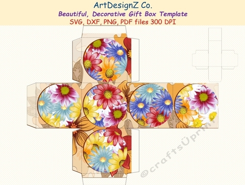 Beautiful, decorative, gift box template. Vector and raster files. Basket, vase, day, birthday, back to school, wedding, mother day, Halloween, Easter, Christmas, Valentine