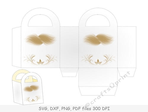 3D Gift or Sweet Box Template. Plaid. Cute duck and cat