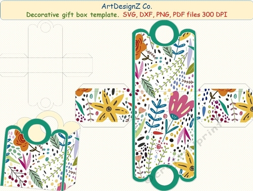 Decorative box card template