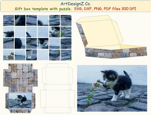 3D Gift or Sweet Box Template. Jigsaw puzzle