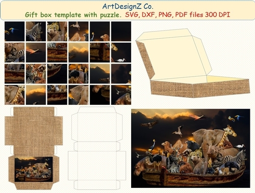 3D Gift or Sweet Box Template. Jigsaw puzzle