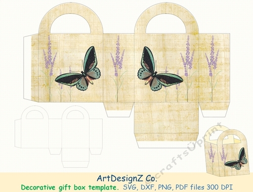 Workshop Gift Box Template with lavender and butterfly: Festive Designs for Any Occasion