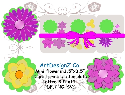 Small 3d wallflower template, paper flower template, giant rose petal template, templet, sunflower, 3d card template, napkins transfers, baby memory book boy