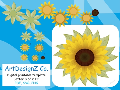 Sunflower, Monogram Sunflower Cutfile, Sunflower monogram, Sunflower clipart, Flower, Flower cut