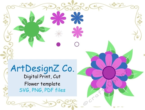 Svg, flower, templates, 3d, petal, cut