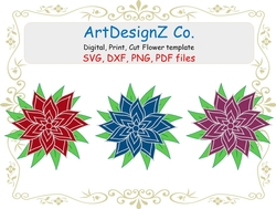 Set of flower, templates, 3d, petal, cut