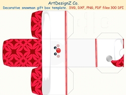 Beautiful snowman decorative gift box template. 
