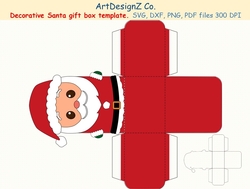 Beautiful Christmas Santa decorative gift box template. 