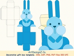 Beautiful decorative Easter gift box template. Vector and raster files. Basket, egg, rabbit, flower, bouquet, birthday, back to school, wedding, mother day, Halloween, Christmas, Valentine