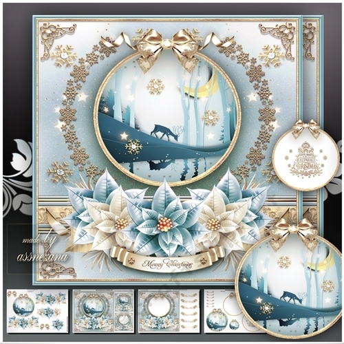 Winter Eve Scene with Reindeer Mini Kit