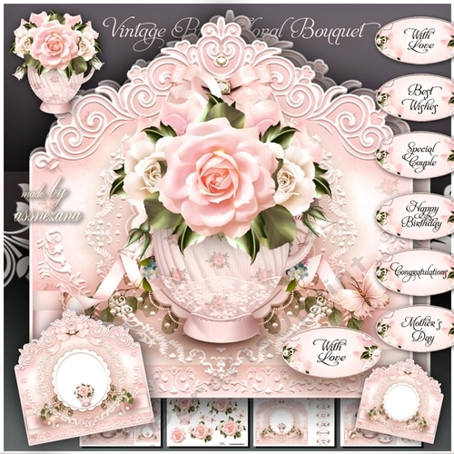 Vintage Pink Floral Bouquet Mini Kit